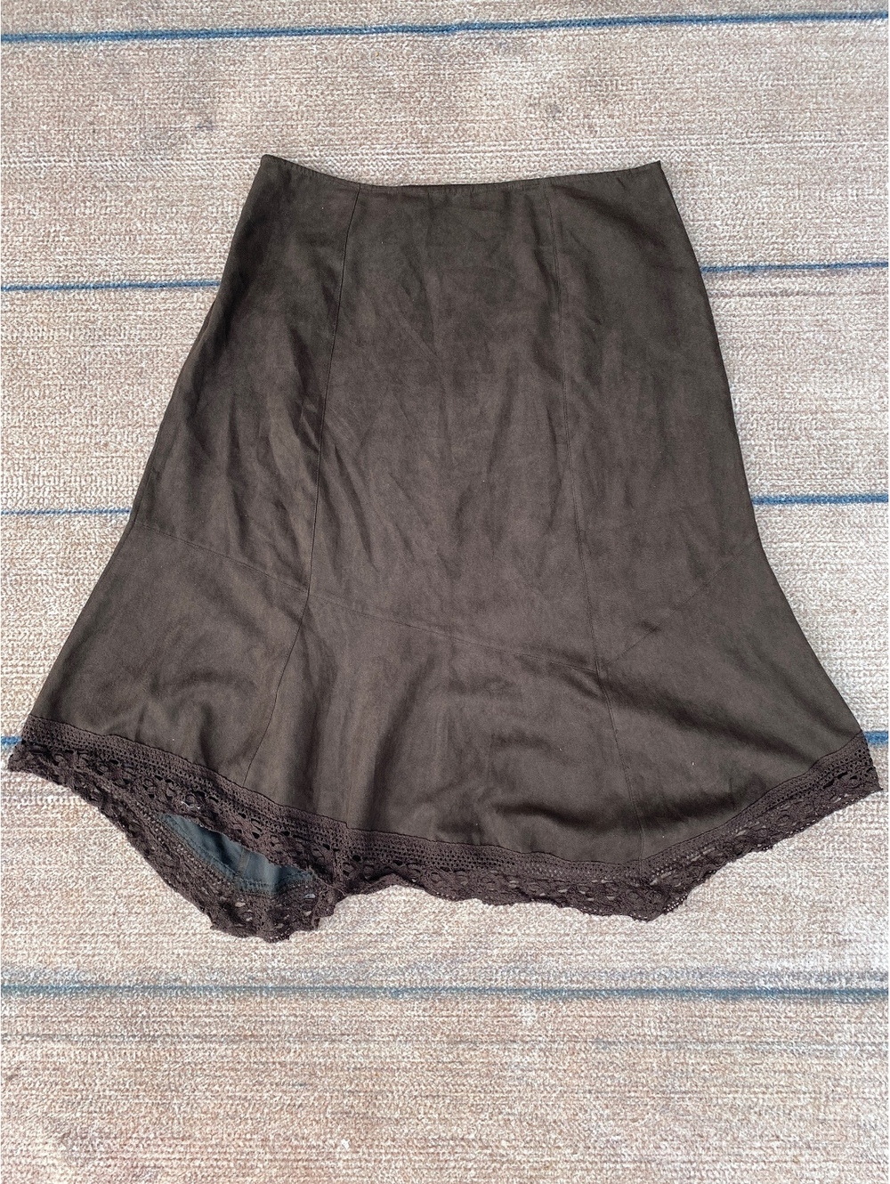 Espresso brown asymmetrical lace trim skirt RQT size 12 western indie sleaze Y2K - Picture 4 of 6